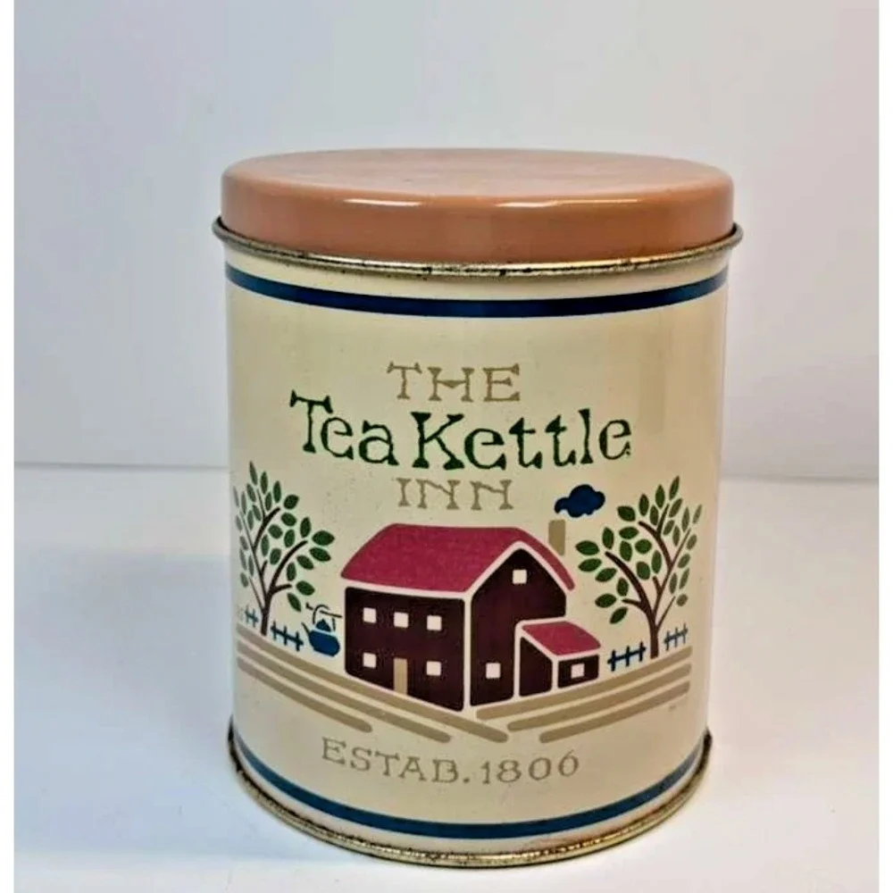Vintage Nesting Metal Tin Canister Set of 4 Country Inn Farmhouse Folk Art